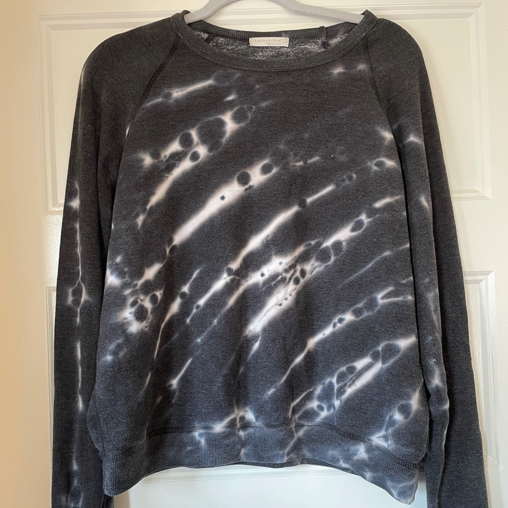 Love stitch black tie dye sweatshirt
